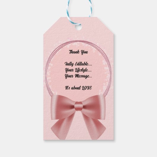 Editable Pink Flora Ribbon Vielen Dank Geschenkanhänger (Rückseite)