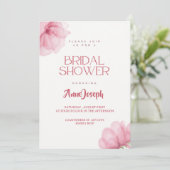 Editable Pink Floral Bridal Dusche Einladung (Stehend Vorderseite)