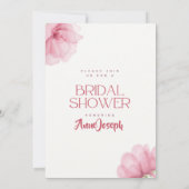 Editable Pink Floral Bridal Dusche Einladung (Rückseite)