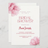 Editable Pink Floral Bridal Dusche Einladung (Vorne/Hinten)