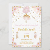 Editable Pink Glitzer Ballerina Birthday Einladung (Vorderseite)