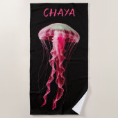 Editable Pink Jellyfish Strandtuch (Vorderseite)