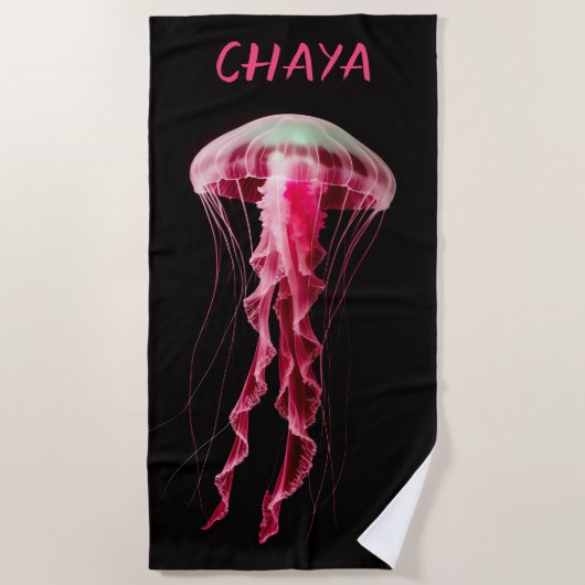 Editable Pink Jellyfish Strandtuch (Vorderseite)
