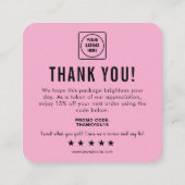 Editable Pink Logo Thank You Note Card Begleitkarte (Rückseite)