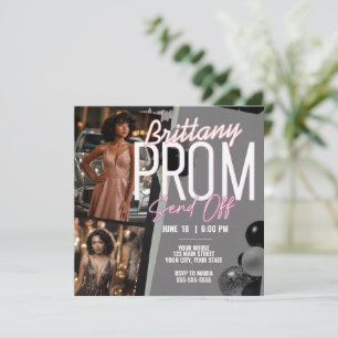 Editable Pink Magnificent Prom Senden Sie zwei Fot Einladung