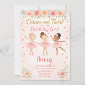 Editable Pink Pastel Dance Party for Girls Einladung (Vorderseite)