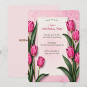 Editable Pink Tulips Einladung (Vorne/Hinten)