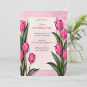 Editable Pink Tulips Einladung (Stehend Vorderseite)