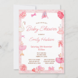 Editable Pink Tutu Ballerina Einladung