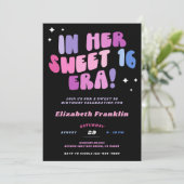 Editable Pink und Lila Satin Sweet 16 Era Einladung (Stehend Vorderseite)
