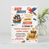 Editable Pirate Birthday Party Einladung (Stehend Vorderseite)