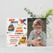 Editable Pirate Birthday Party Einladung (Stehend Vorderseite)