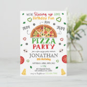 Editable Pizza Party Geburtstagsvorlage Einladung (Stehend Vorderseite)