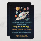 Editable Planeten und Starry Night zum Geburtstag Einladung (Vorne/Hinten)