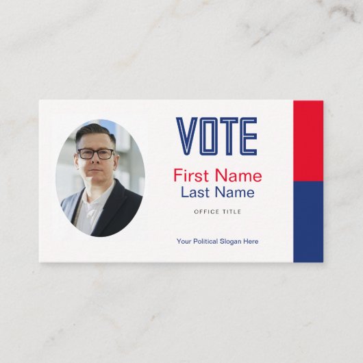 Editable Political Campaign Foto Business Card Visitenkarte (Vorderseite)