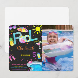 Editable Pool Geburtstag Foto Einladung