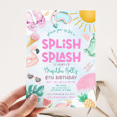 Editable Pool Party Einladung Summer Girl Birthda
