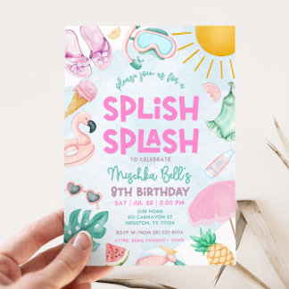 Editable Pool Party Einladung Summer Girl Birthda