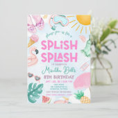 Editable Pool Party Einladung Summer Girl Birthda (Stehend Vorderseite)