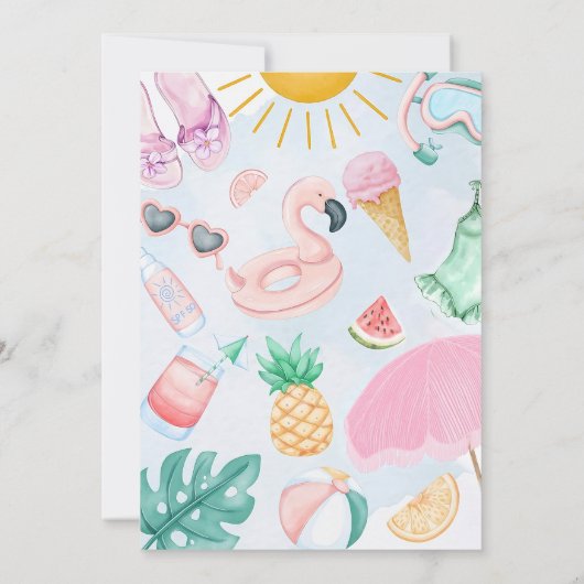 Editable Pool Party Einladung Summer Girl Birthda (Rückseite)