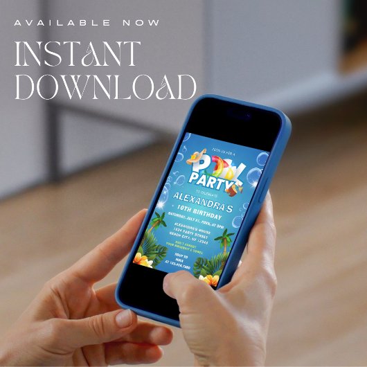 Editable Pool Party Geburtstag Einladung