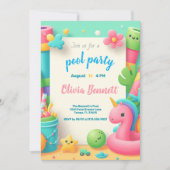 Editable Pool Party Geburtstag Sommerschwimmen Einladung (Vorderseite)