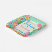 Editable Pool Party Geburtstag Sommerschwimmen Pappteller (Gewinkelt)