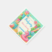 Editable Pool Party Geburtstag Sommerschwimmen Serviette (Ecke)