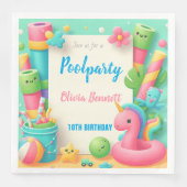 Editable Pool Party Geburtstag Sommerschwimmen Serviette (Vorderseite)