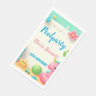 Editable Pool Party Geburtstag Sommerschwimmen Serviette