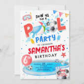 Editable Pool Party Geburtstagsparty Einladung (Vorderseite)