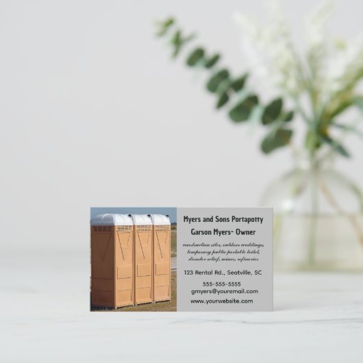 Editable Porta Potty Rental Visitenkarte (Stehend Vorderseite)