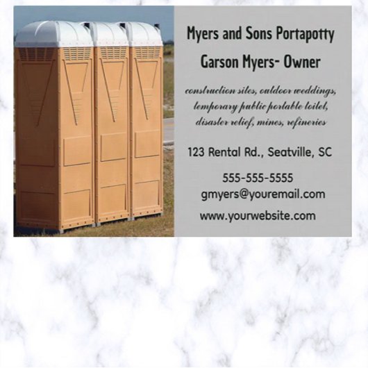 Editable Porta Potty Rental Visitenkarte