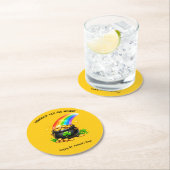 Editable Pot of Gold St Patricks Day Runder Pappuntersetzer (Vor Ort)