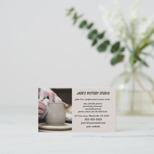 Editable Pottery Studio Visitenkarte (Stehend Vorderseite)