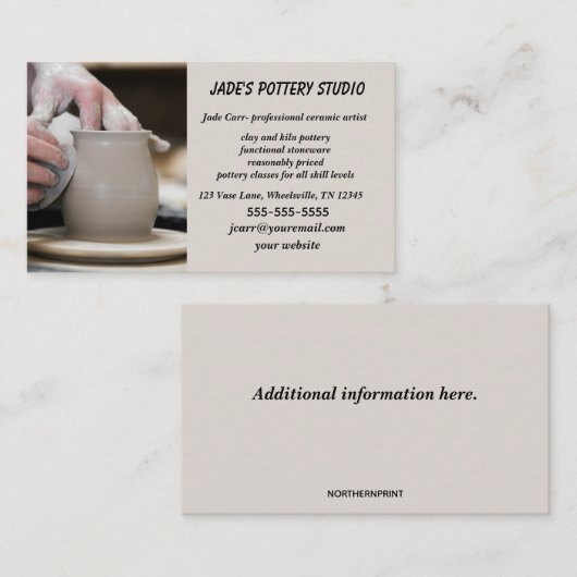 Editable Pottery Studio Visitenkarte (Vorne/Hinten)