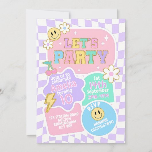 Editable Preppy's Celebrate Smile Face Birthda Einladung (Vorderseite)