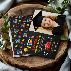 Editable Preschool Graduation Party Girl Einladung