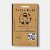 Editable Press Pass Layout Photo ID Plus QR Code Ausweis (Vorderseite)
