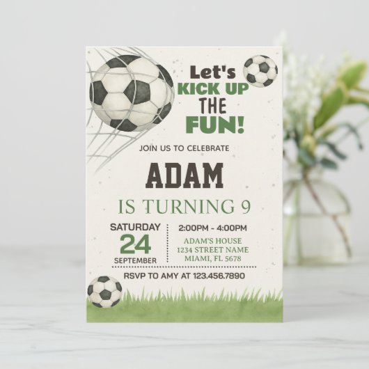 Editable & Printable Sports Party Einladung für Ki (Stehend Vorderseite)