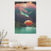 Editable Psychedelic Flying Fish Art Poster (Küche)