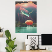 Editable Psychedelic Flying Fish Art Poster (Heimbüro)