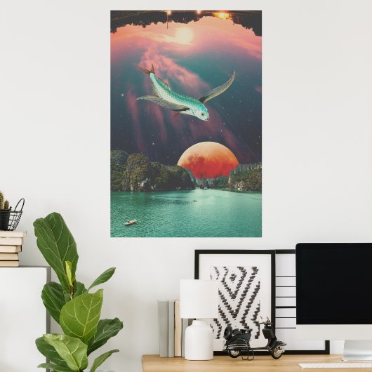 Editable Psychedelic Flying Fish Art Poster (Heimbüro)