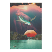 Editable Psychedelic Flying Fish Art Poster