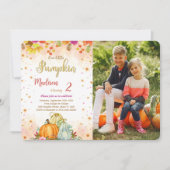 Editable Pumpkin Birthday Foto Einladung (Vorderseite)
