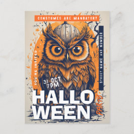 Editable Pumpkin Owl Halloween-Party Einladung Postkarte