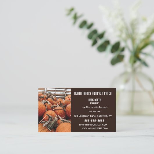 Editable Pumpkin Patch Farm Visitenkarte (Stehend Vorderseite)