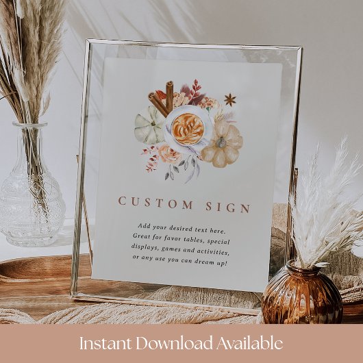 Editable Pumpkin Spice Baby Duschunterlage Poster