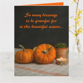 Editable Pumpkins Pflanze und Candle Erntedank Karte (Gelbe Blume)