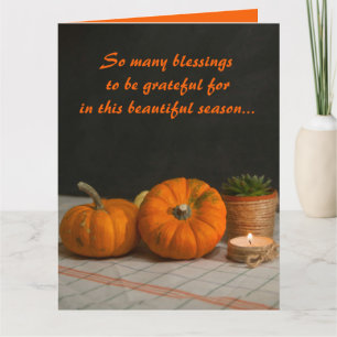 Editable Pumpkins Pflanze und Candle Erntedank Karte